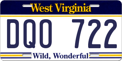 WV license plate DQO722