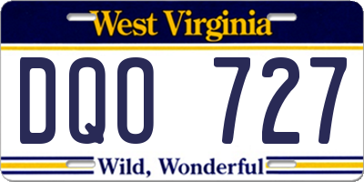WV license plate DQO727