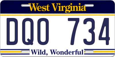 WV license plate DQO734