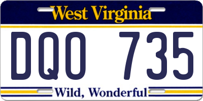 WV license plate DQO735