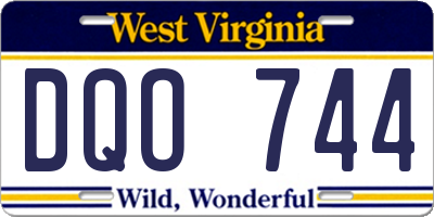 WV license plate DQO744