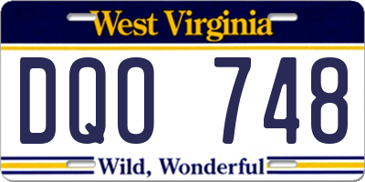 WV license plate DQO748