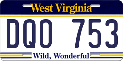 WV license plate DQO753