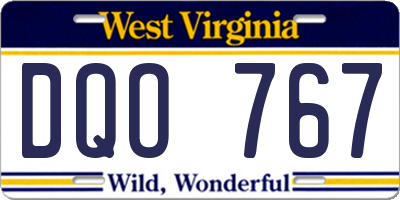 WV license plate DQO767