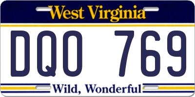 WV license plate DQO769