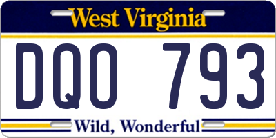 WV license plate DQO793