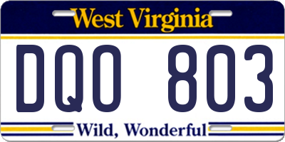 WV license plate DQO803