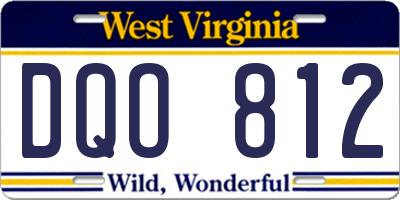 WV license plate DQO812