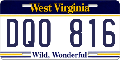 WV license plate DQO816