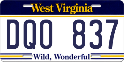 WV license plate DQO837
