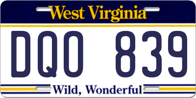 WV license plate DQO839