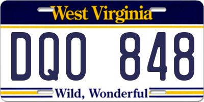 WV license plate DQO848