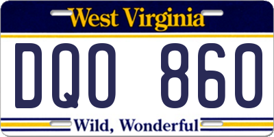 WV license plate DQO860