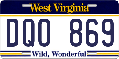 WV license plate DQO869