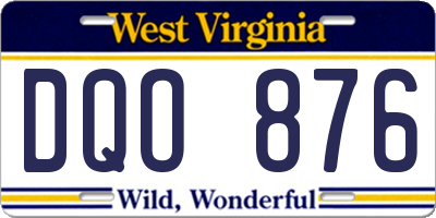 WV license plate DQO876