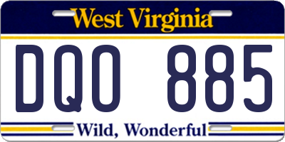 WV license plate DQO885