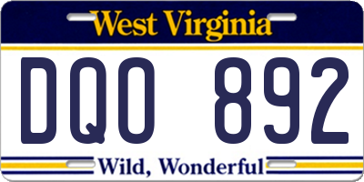 WV license plate DQO892