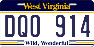 WV license plate DQO914