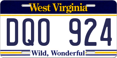 WV license plate DQO924