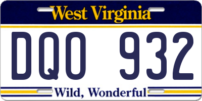 WV license plate DQO932