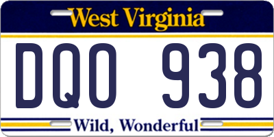 WV license plate DQO938