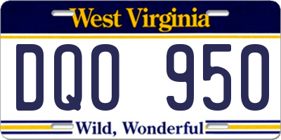 WV license plate DQO950