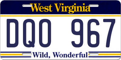 WV license plate DQO967
