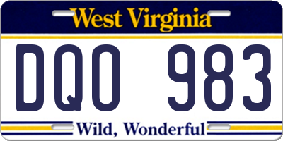 WV license plate DQO983