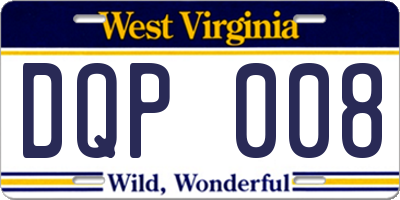 WV license plate DQP008