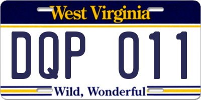 WV license plate DQP011