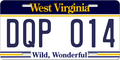 WV license plate DQP014
