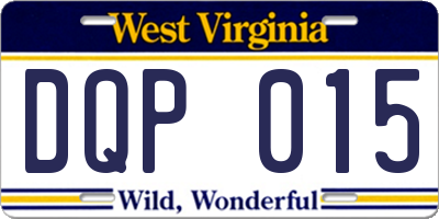 WV license plate DQP015
