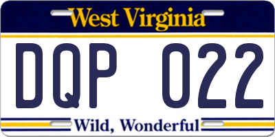 WV license plate DQP022