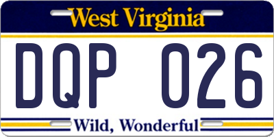 WV license plate DQP026