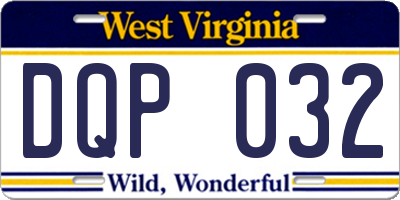 WV license plate DQP032