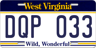 WV license plate DQP033