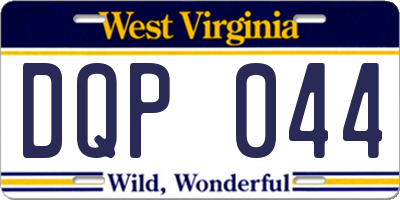 WV license plate DQP044