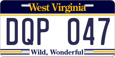 WV license plate DQP047