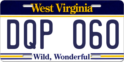 WV license plate DQP060