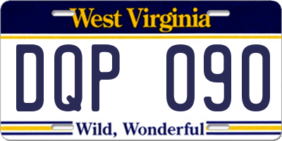 WV license plate DQP090