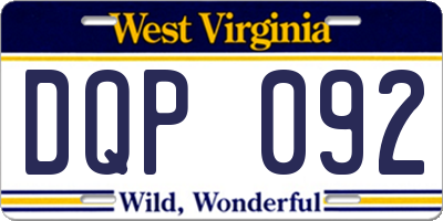 WV license plate DQP092