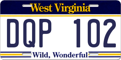 WV license plate DQP102