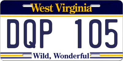 WV license plate DQP105