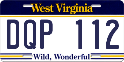 WV license plate DQP112