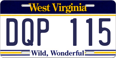 WV license plate DQP115