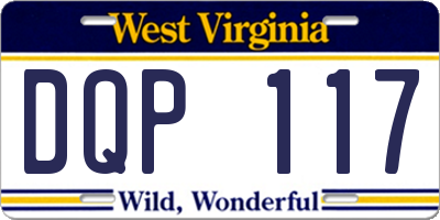 WV license plate DQP117