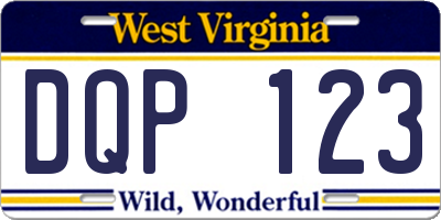 WV license plate DQP123