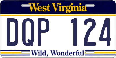 WV license plate DQP124
