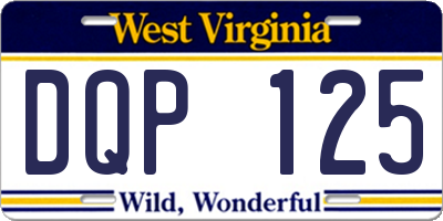 WV license plate DQP125