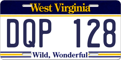 WV license plate DQP128